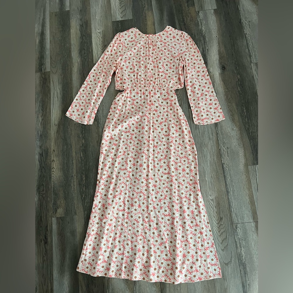 Mango maxi daisy floral print dress sz large